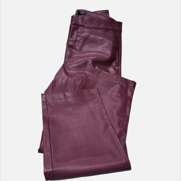 Banana Republic Soft Vegan Leather Dark Almond Brown Edgy Straight Pants (SZ 14) - Picture 4 of 12